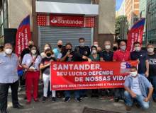 Bancárias e bancários do Santander exigem respeito no Dia Nacional de Luta