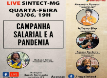 Campanha Salarial e a Pandemia: live no facebook do Sintect-MG